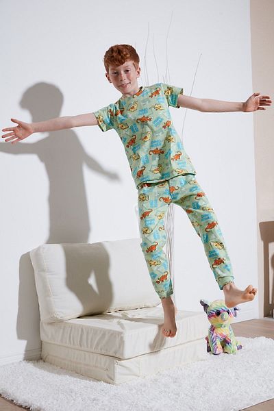 Lela Patterned 100% Cotton Crew Neck Pajama Set Boy's Pajama Set6651003