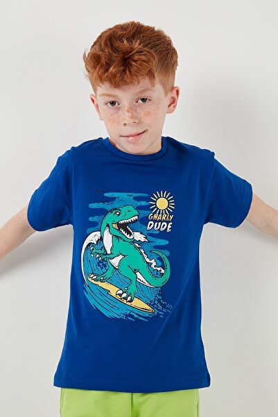 Lela Cotton Regular Fit Crew Neck Shorts Top and Bottom Set Boy's Suit6212019