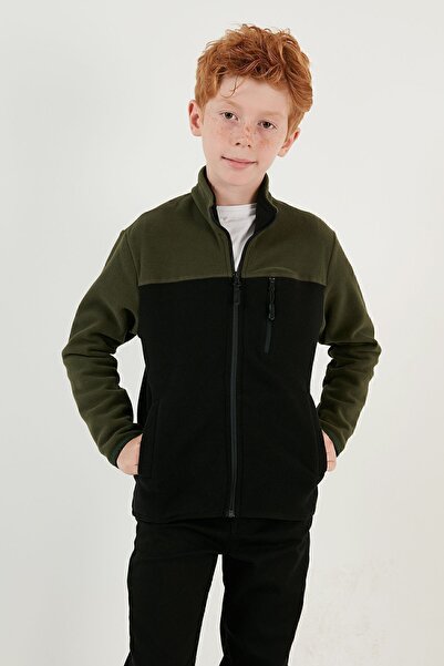 Lela Μαλακή υφή με φερμουάρ Color Block Stand γιακά τσέπη Fleece Unisex Παιδικό POLAR 5905001