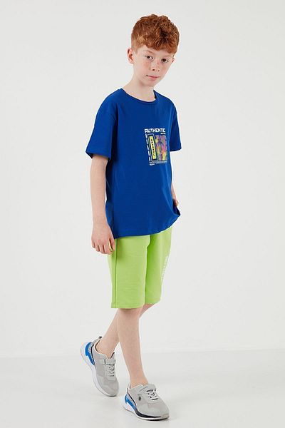 Lela Cotton Regular Fit Crew Neck Shorts Top and Bottom Set Boy's Suit6212011
