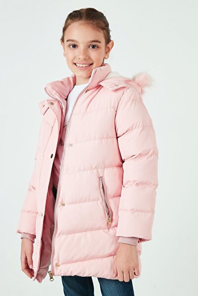 Lela Yakası Suni Kürklü Kapüşonlu Şişme Mont Kız Çocuk MONT 6035018