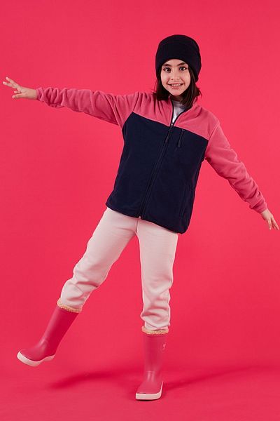 Lela Soft Textured Zippered Color Block Stand Collar Pocket Polar Unisex Children's POLAR 5905001