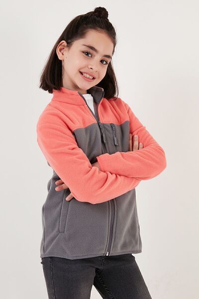 Lela Soft Textured Zippered Color Block Stand Collar Pocket Polar Unisex Children's POLAR 5905001