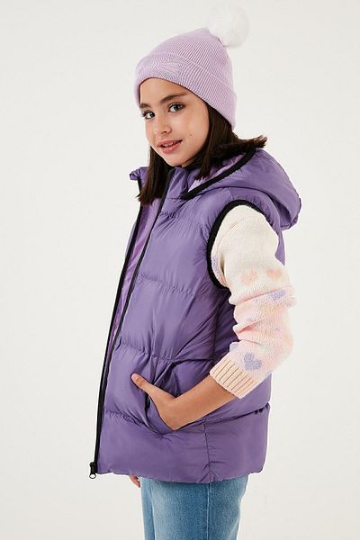 Lela Zippered Hooded Pocket Puffer Vest Unisex Children'S VEST 5761983