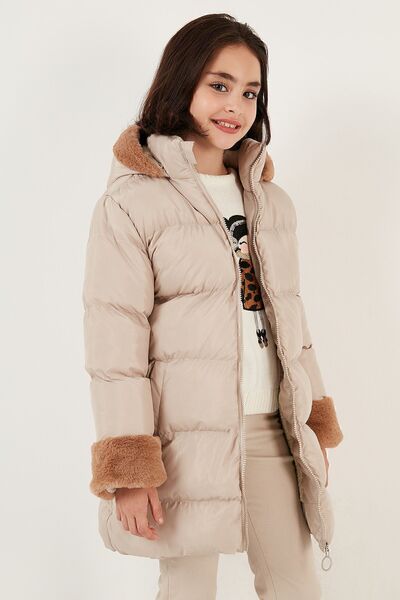 Lela Εσωτερικά μαλακή επένδυση με κουκούλα πουπουλένιο παλτό για κορίτσια 5761981