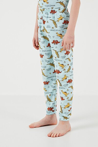 Lela Patterned 100% Cotton Crew Neck Pajama Set Boy's Pajama Set6651001