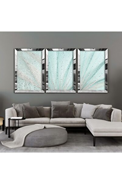 Harikabirev HARİKABİREV - Combinație abstractă cu aspect de sclipici albastru, pictură MDF cu cadru Plexi, KRFZ