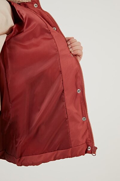 Lela Yakası Suni Kürklü Kapüşonlu Cepli Mont Kız Çocuk Mont 6028720