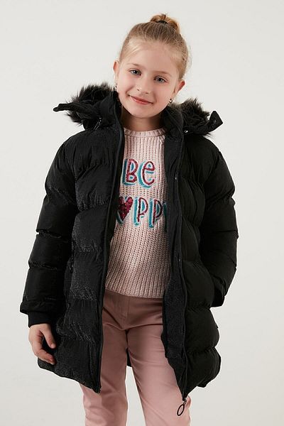 Lela Girl's Winter Coat with Faux Fur Collar, Plush Lining, Removable Hooded Slim-Fit Winter Coat 5