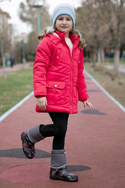 Lela Girl's Coat with Faux Fur Collar and Plush Lining on the Inside. Hooded Coat with Pockets