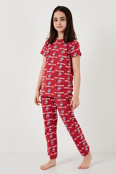 Lela 100% Cotton Crew Neck Short Sleeve Pajamas Set Girl's Suit6651004