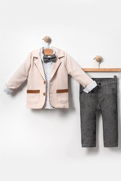 LULU Kids Boy's Suit Jacket - Set of 4 with Hazar Bow Tie and Slopet