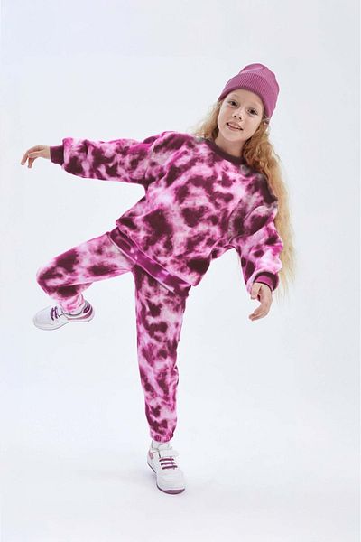 LUESS Unisex Children's Batik Patterned 3 Thread Tracksuit Set Without Racking