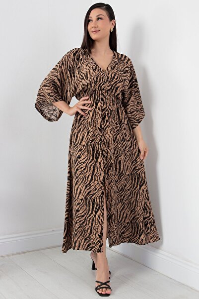 PULLIMM Kruvaze Yaka Viskon Elbise VRN7625