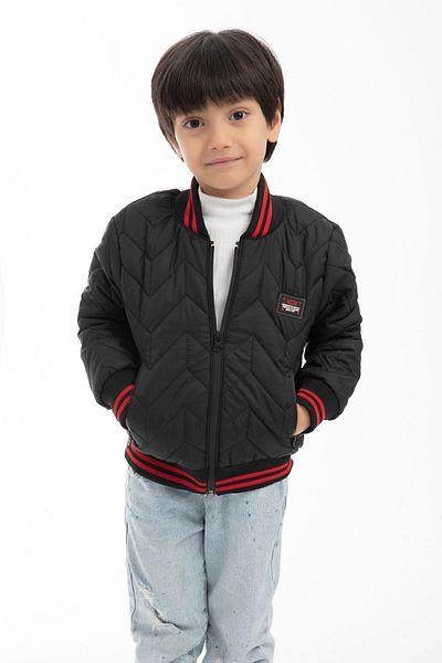 Riverstorm Black Boy's Jacket - College Collar, Lined, Water and Windproof, Zippered Pocket Jacket