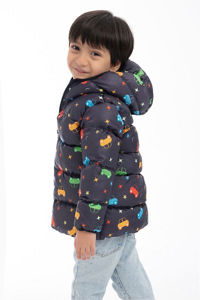 Riverstorm Boy's Winter Puffer Jacket - Fleece, Hooded, Star and Moon Pattern