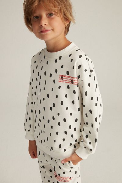 GRIMELANGE Dia Cotton Boy's Ecru / Patterned Bottom and Top Set