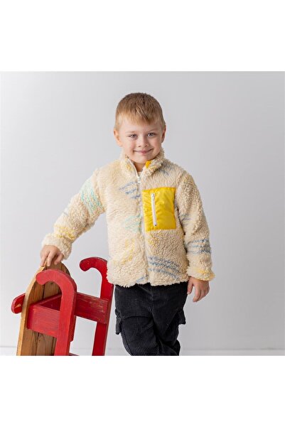 Mama Yoyo Baby&Kids Suni Kürklü Çocuk Montu - Çizgili Desen