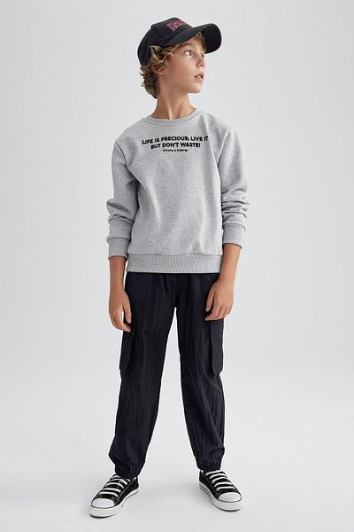 DeFacto Thick and Printed Boy's Sweatshirt - Crew Neck A9776A823Wn