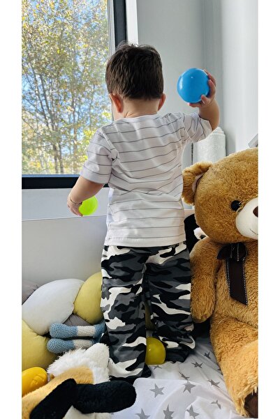 TD Collection Kamuflaj Desen Gri Renk Erkek Çocuk Bebek Pantolon