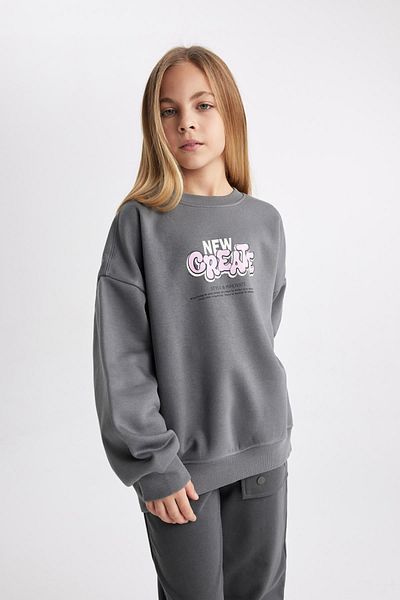 DeFacto Dívčí oversize mikina s potiskem Crew Neck B2509a823wn