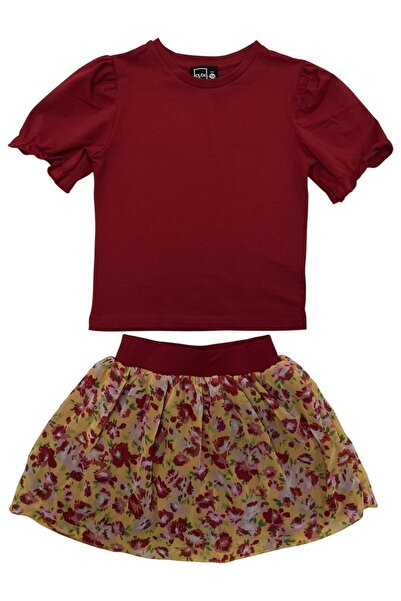 Cloise طقم تنورة بناتي أحمر مع شورت