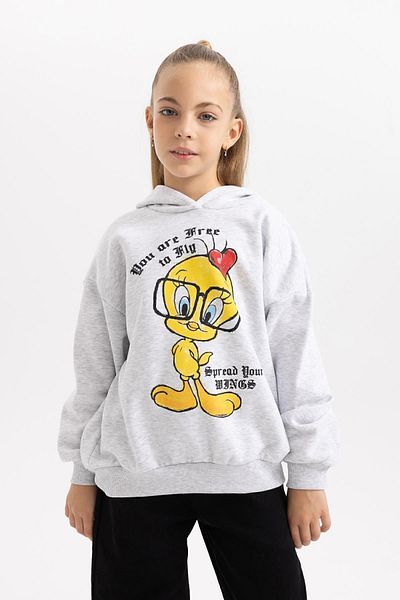 DeFacto Girl - Oversize mikina s kapucí Looney Tunes B4729A823Wn