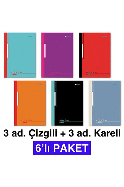 Etika A4 School Notebook 6 Pack 60 Yp. Stitched 3 Stripes+3 Checks