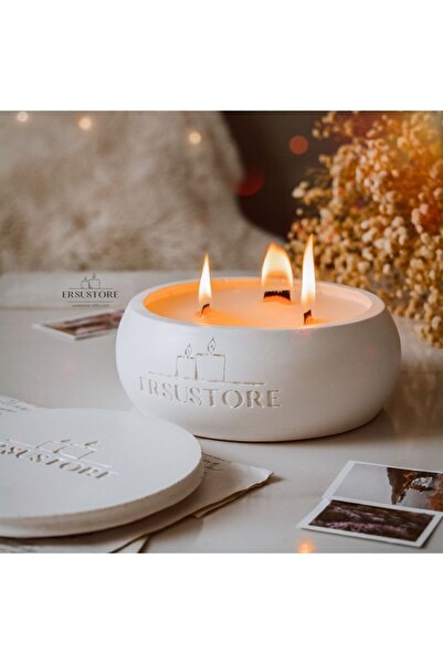 ersu store Büyük Boy 1,500gram Vegan Vanilya Amber Kokulu Kapaklı Tasarım Mum