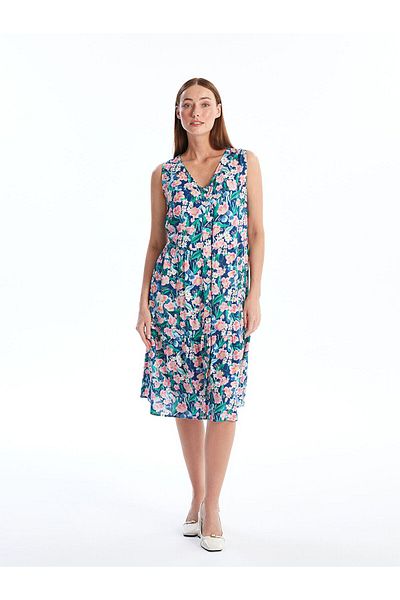LC Waikiki Rochie de damă cu decolteu în V cu model floral