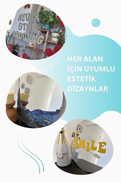Postifull Yuvarlak Ayna - Mood Ayna, Pinterest Ayna, Pinterest Oda Dekoru, Dekoratif Yazılı Ayna, Renkli Ayna