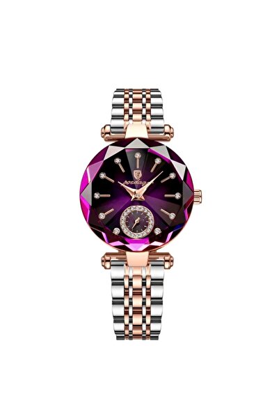 POEDAGAR Elegance Mor Kadran Gold Kasa Kadın Kol Saati 32 mm 3 ATM Su Geçirmez