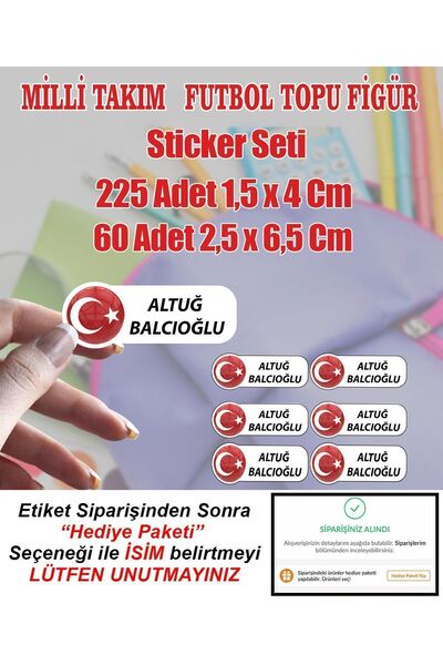 MİLLİ TAKIM FUTBOL Etiketi Defter Kalem Matara Çanta Kalemkutu Kişiye Özel Isim Yazılı
