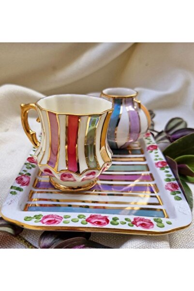 Handmade ESTERHOMEDECOR tek kişilik tepsili fincan seti