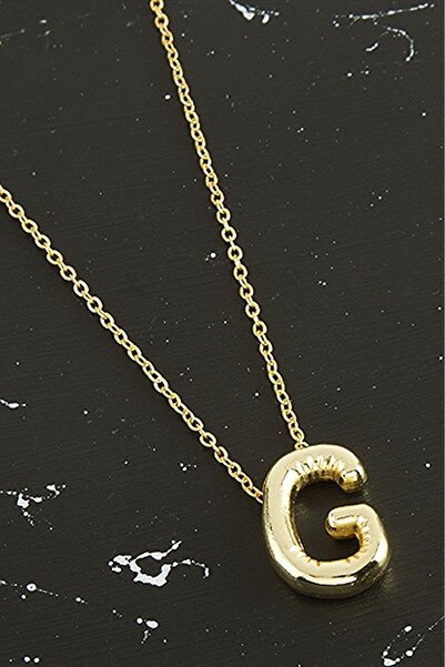 HerşeyVarBurda Gold Colored 3D Letter Balloon Necklace