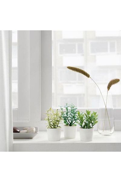 IKEA Τεχνητό φυτό σε γλάστρα 3 τεμάχια, Πράσινα 5 εκ. Μίνι λουλούδια Πράσινη διακόσμηση