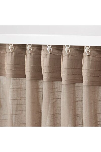 IKEA Tül Perde-fon Perde /2 Kanat, Meridyendukkan Bej Renk 145x300 Cm