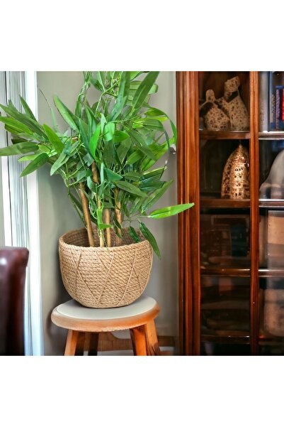 Bohemahomedecor Hasır jüt sepet saksılık düzenleyici
