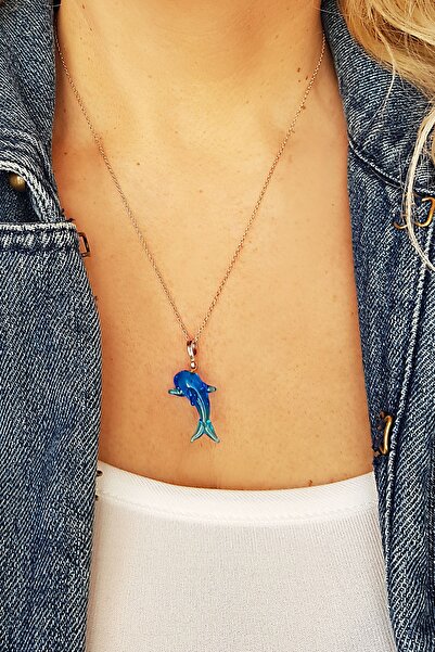 VAOOV El Yapımı Murano Camı Yunus Balığı Gümüş Kolye