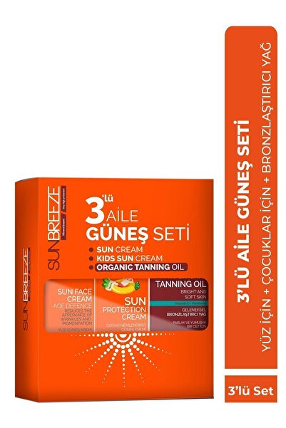 SUN BREEZE 3'Lü Aile Güneş Seti 50+SPF Yüz Güneş Kremi , 50+SPF Çoçuk Güneş K...