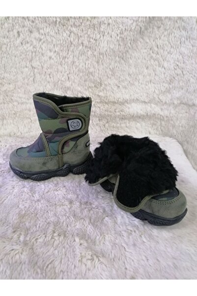 Özgür Kids Bebe I?çi? Yünlü Kamuflaj Erkek Çocuk Kar Botu.