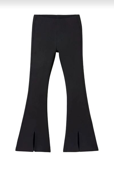 Lamirella Girl's Steel Knitted Fabric Front Slit Flared Leg Trousers Flexible Thick Winter