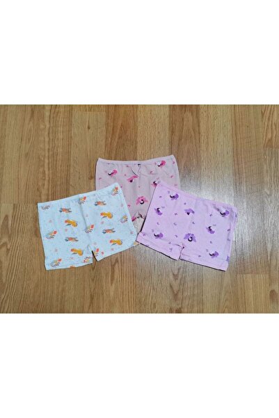 Bebekella Kız Çocuk Boxer 3'lü Paket Perili, Karışık Renkli, Pamuklu Kız Çocu...