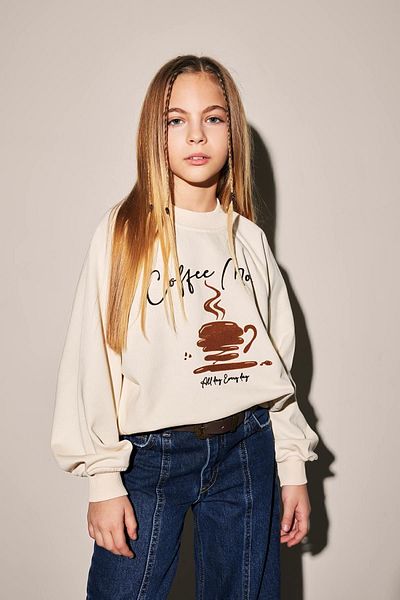 DeFacto Girl's Crew Neck Soft Feather Oversize Sweatshirt - B2283a823wn