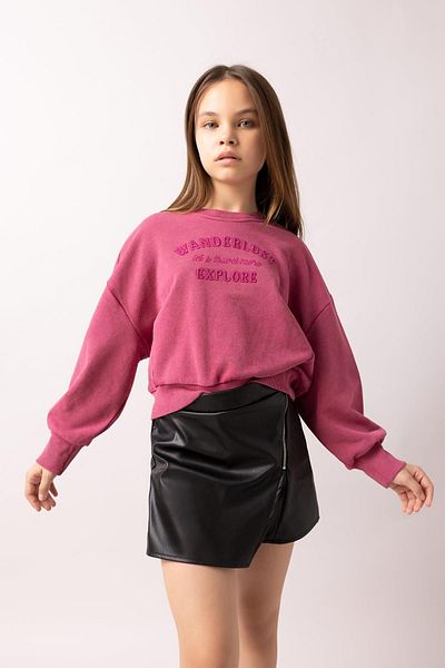DeFacto Dívčí oversize Wide Fit mikina s výstřihem a výstřihem A9423A823Wn