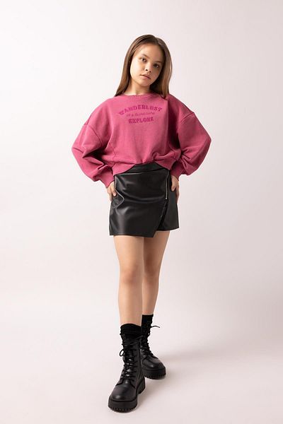 DeFacto Dívčí oversize Wide Fit mikina s výstřihem a výstřihem A9423A823Wn