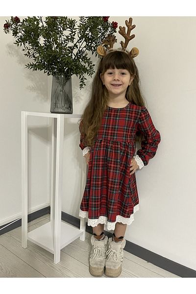 Pamuk şekeri çocuk giyim Girl's plaid dress