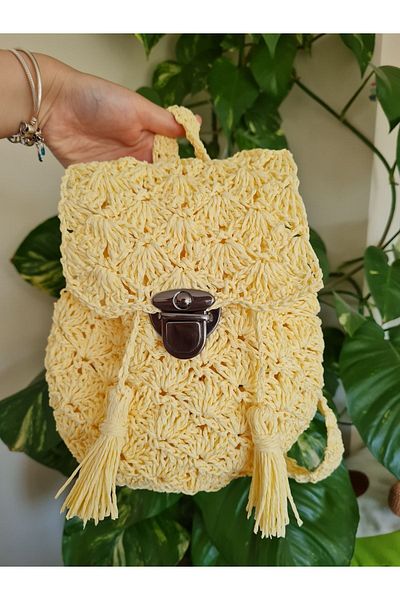 Verda Desing Rucsac Copii Model Evantai Paie Tricotat Manual