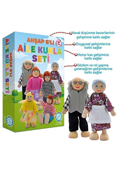 Circle Toys 6'lı Ahşap Kukla Aile Seti