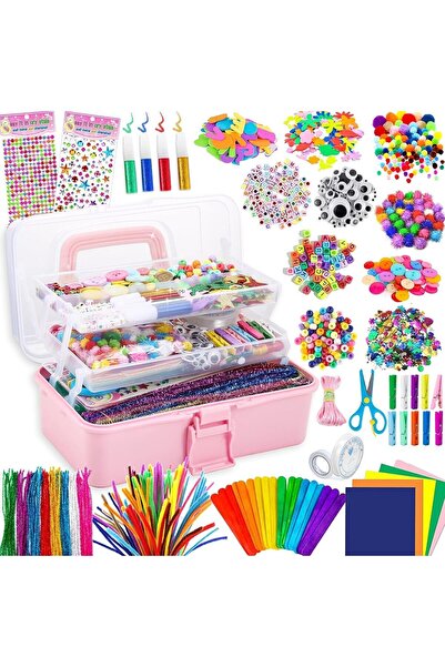 QuickStoq Çocuklar için Zanaat Kiti 2000+Adet El İşi Çantası El Sanatları Set...